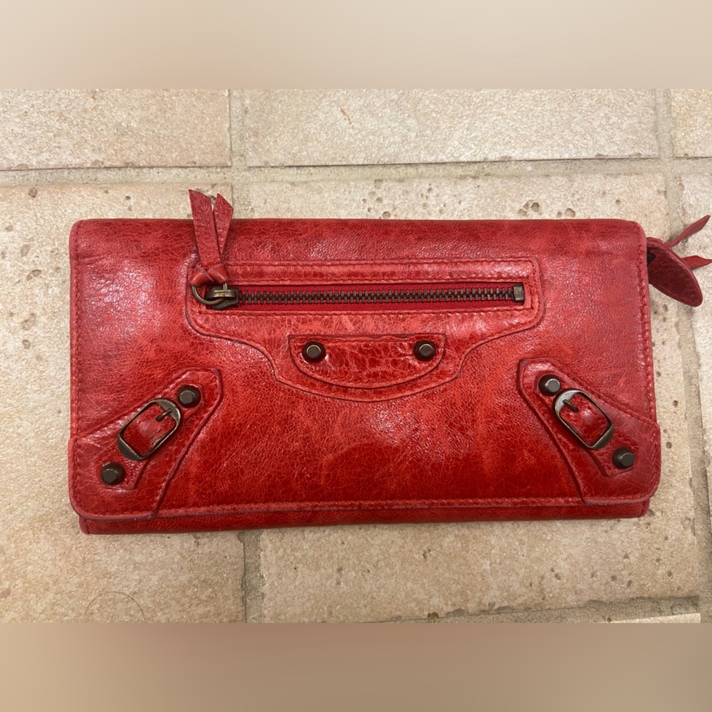 Authentic Balenciaga Red Leather Women's Wallet.